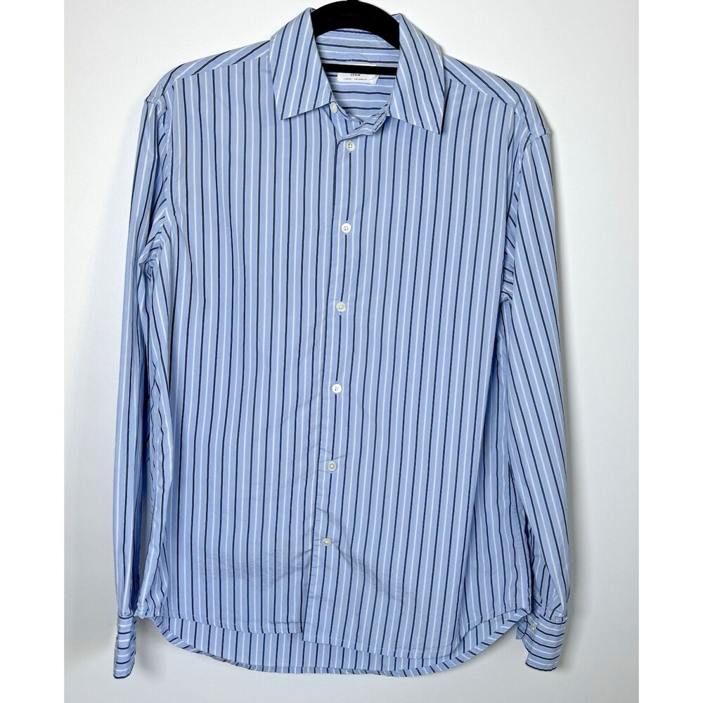 Frame Denim Mens Extra Small Dress Shirt Blue White Stripe Long Sleeve‎ Office